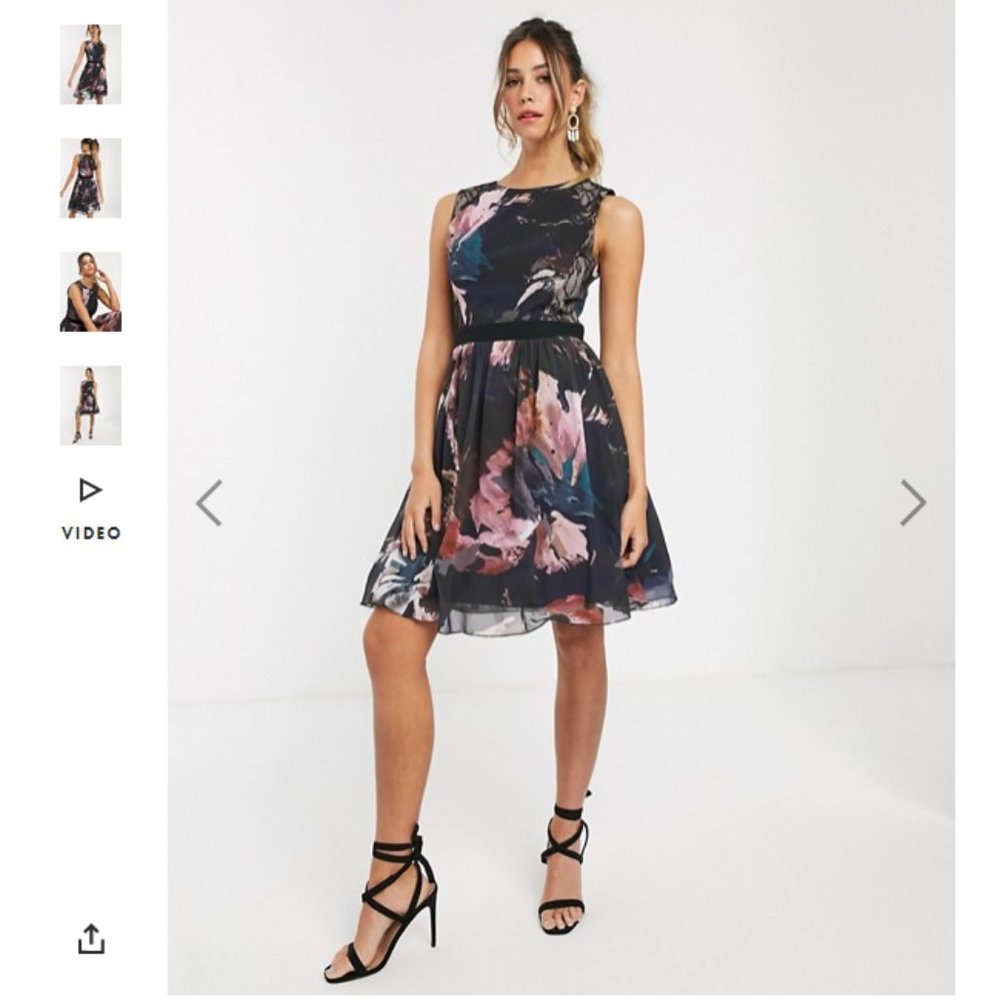 Little Mistress floral water color skater dress